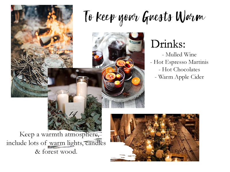 A quick guide to holding your wedding through the winter. We have got you covered, from what florals will be in bloom, the colour palette to consider and most importantly how to keep your guests warm on a winter afternoon.