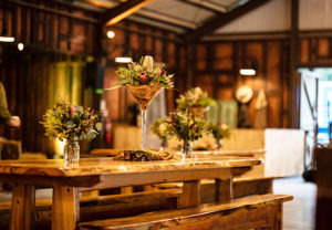Country Table with Australian native flowers in vases