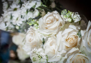 white roses in a bouquet