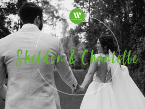 Real wedding Sheldon and Chantelle black and white image